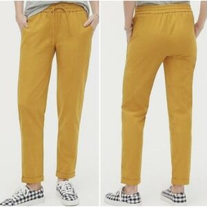 J.Crew Factory Pants Women's 8 Linen Cotton Pull-on Drawstring Ankle Goldenrod